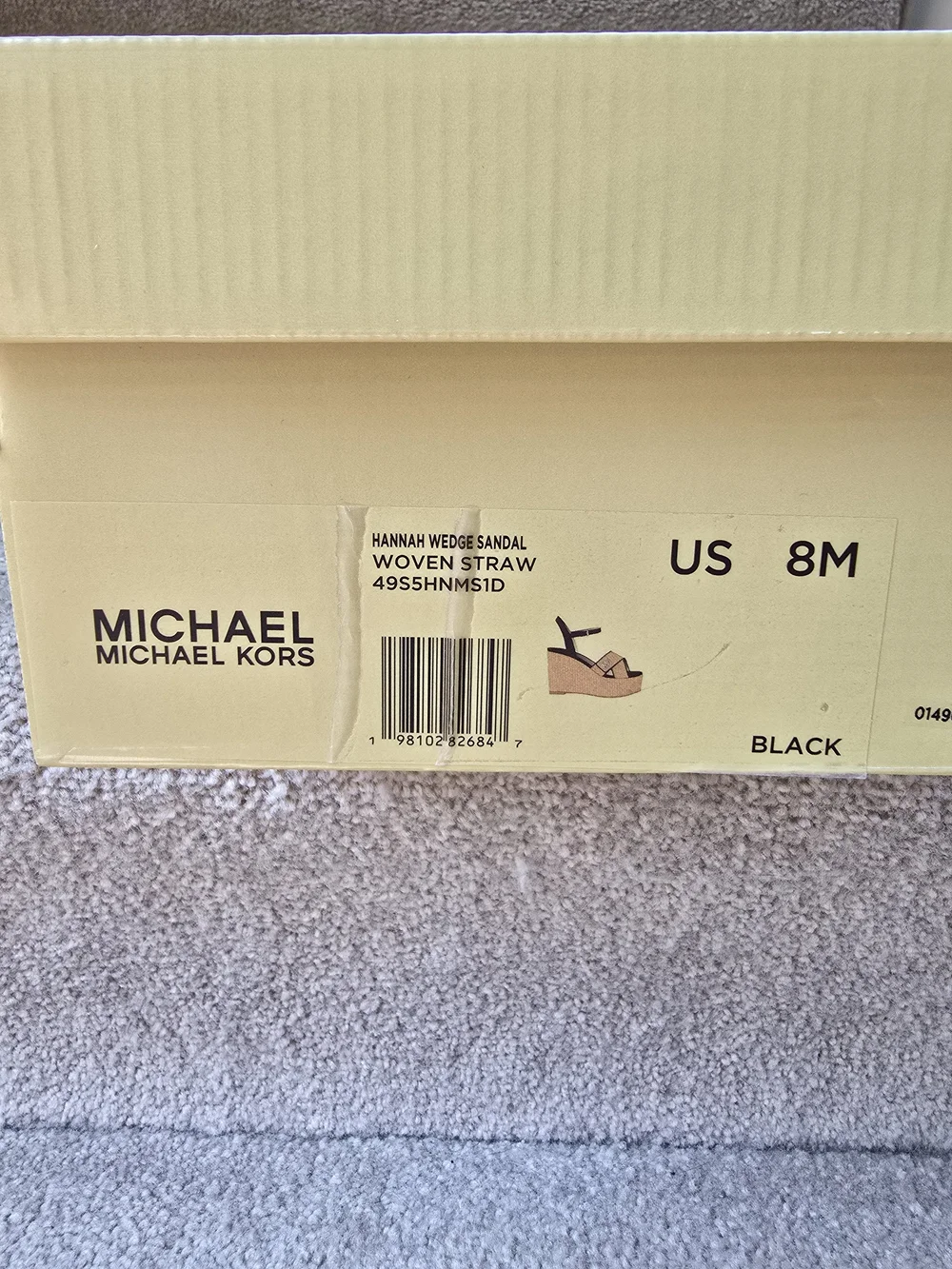 Michael Kors Black & Natural Woven Platform Wedge Sandals with MK Medallion
